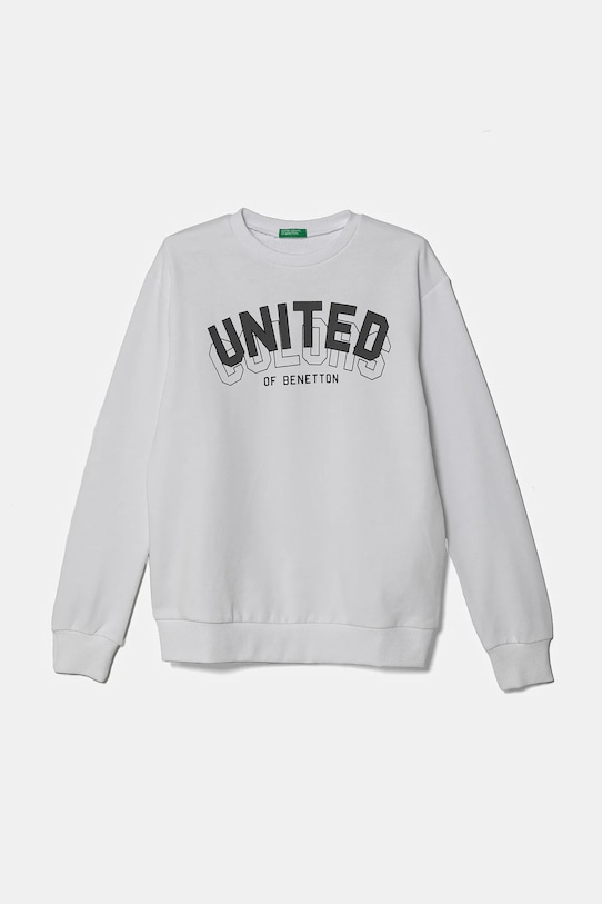 United Colors of Benetton hanorac de bumbac pentru copii print alb 3J68C10N2.G.Seasonal