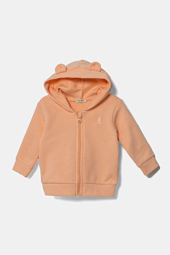 Бавовняна кофта для немовлят United Colors of Benetton з капюшоном помаранчевий 3J70A5017.W.Season.PPYA