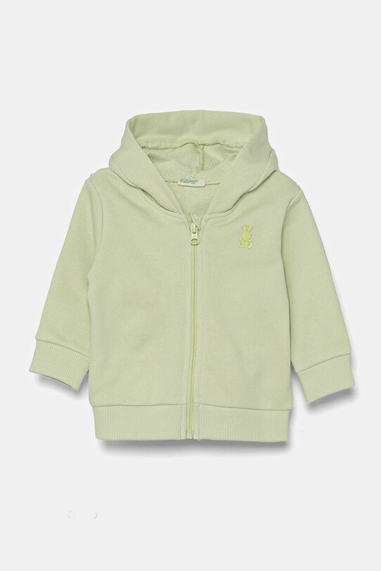 Бавовняна кофта для немовлят United Colors of Benetton з капюшоном зелений 3J70A5017.W.Season.PPYA