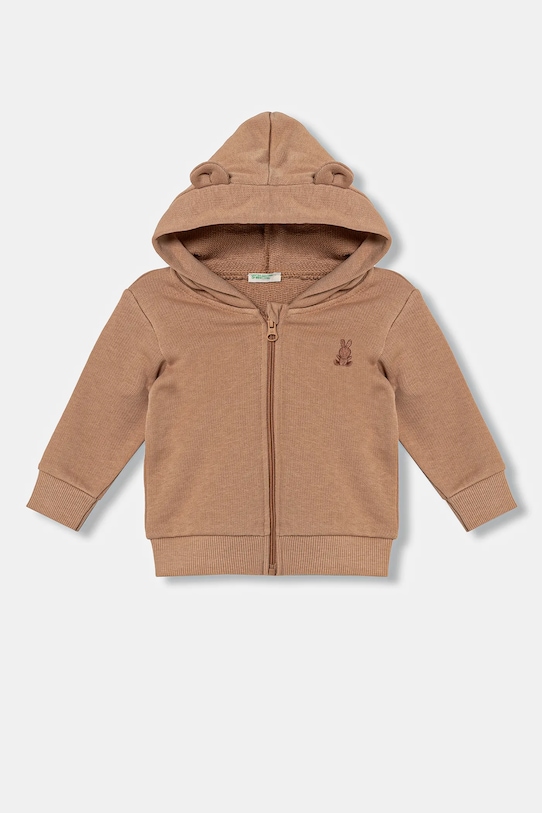 Хлопковая кофта для младенцев United Colors of Benetton с капюшоном коричневый 3J70A5017.W.Season.PPYA