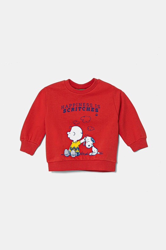 Dječja pamučna dukserica United Colors of Benetton x Snoopy pamuk crvena 3PQMG10IA.P.Seasonal