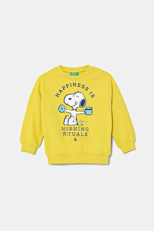 United Colors of Benetton hanorac de bumbac pentru copii x Snoopy print verde 3PQMG10IA.P.Seasonal