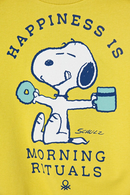 Băieți United Colors of Benetton hanorac de bumbac pentru copii x Snoopy 3PQMG10IA.P.Seasonal verde