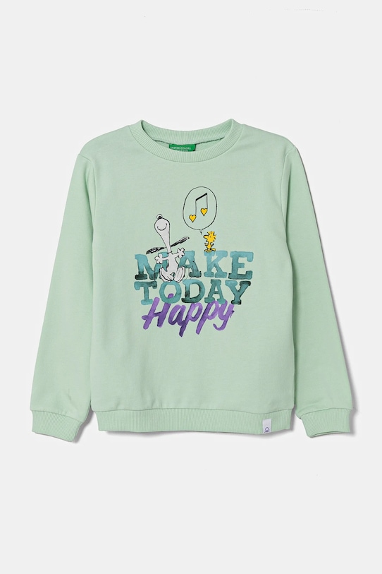 United Colors of Benetton hanorac de bumbac pentru copii print verde 3PQMG10I8.P.Seasonal