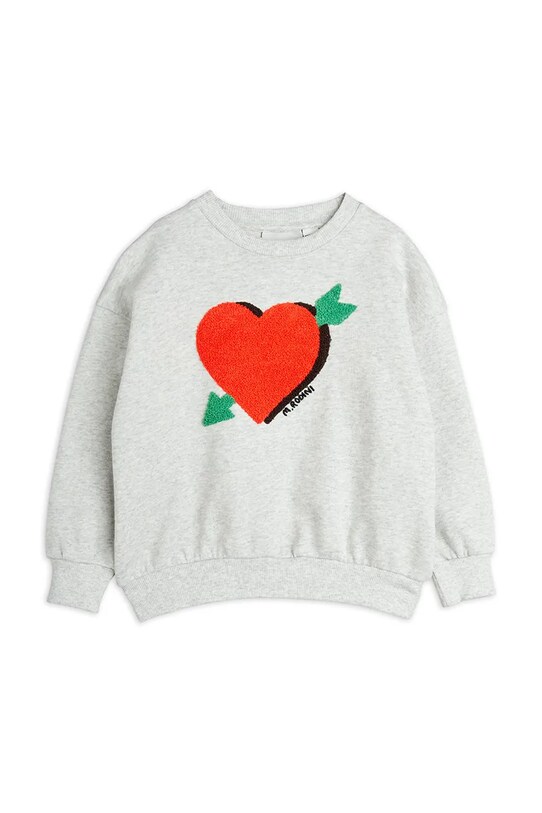 Детская хлопковая кофта Mini Rodini Arrowed heart без капюшона серый 2522012394
