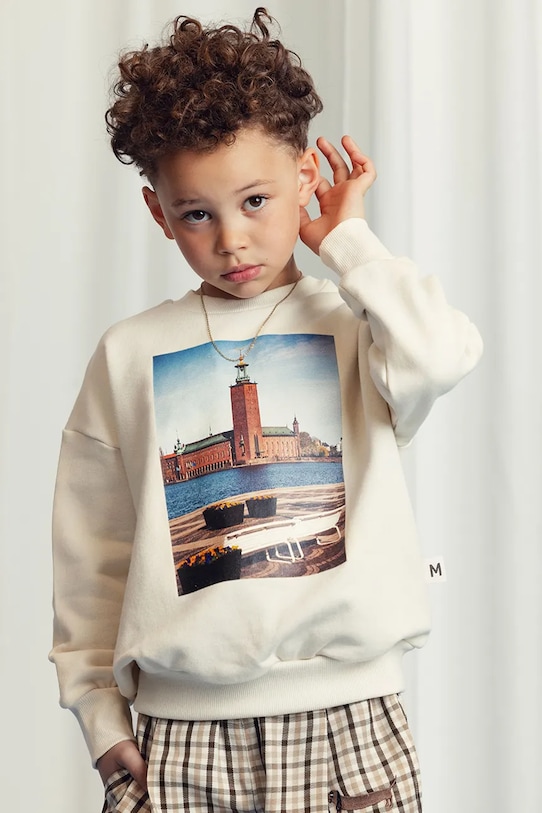 Детская хлопковая кофта Mini Rodini City hall хлопок бежевый 2522012711