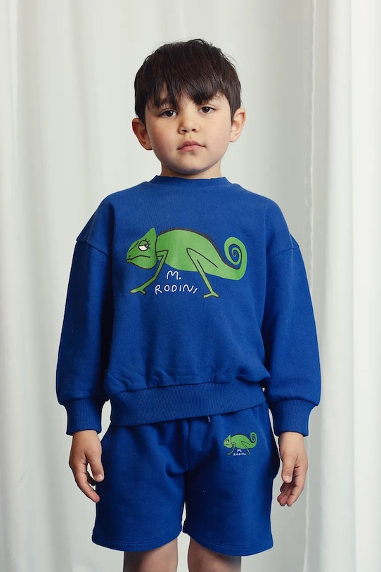Mini Rodini bluza bawełniana dziecięca Lizard nadruk niebieski 2522016660