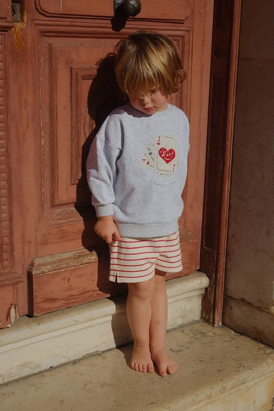 Konges Sløjd bluza bawełniana dziecięca RHW X KS JACK SWEAT OCS aplikacja szary KS103603