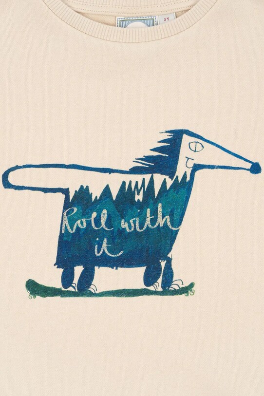 Konges Sløjd bluza bawełniana dziecięca RHW X KS ROLLER SWEAT OCS KS103619 beżowy