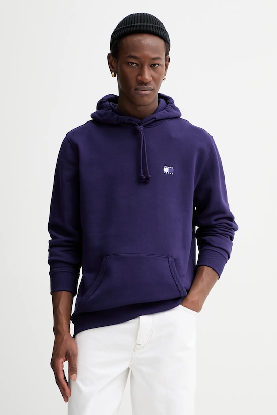 Bavlněná mikina Tommy Jeans fialová DM0DM20258