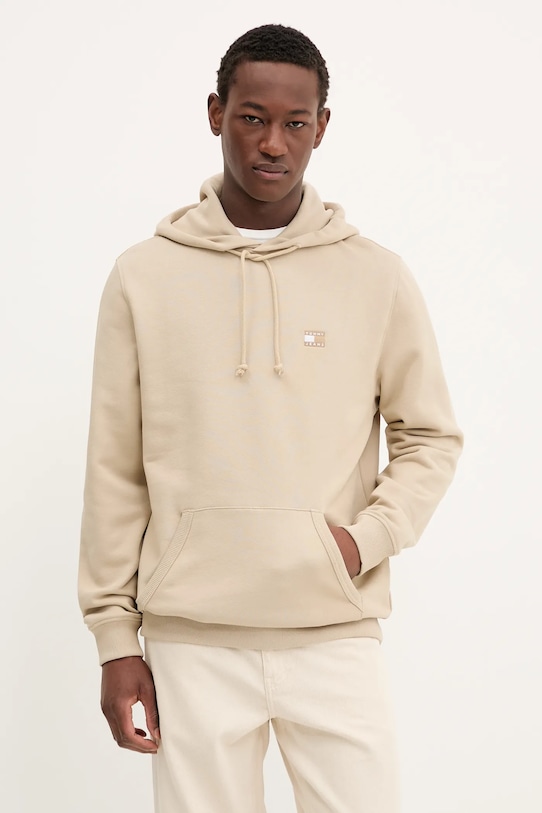 Βαμβακερή μπλούζα Tommy Jeans βαμβάκι μπεζ DM0DM20258