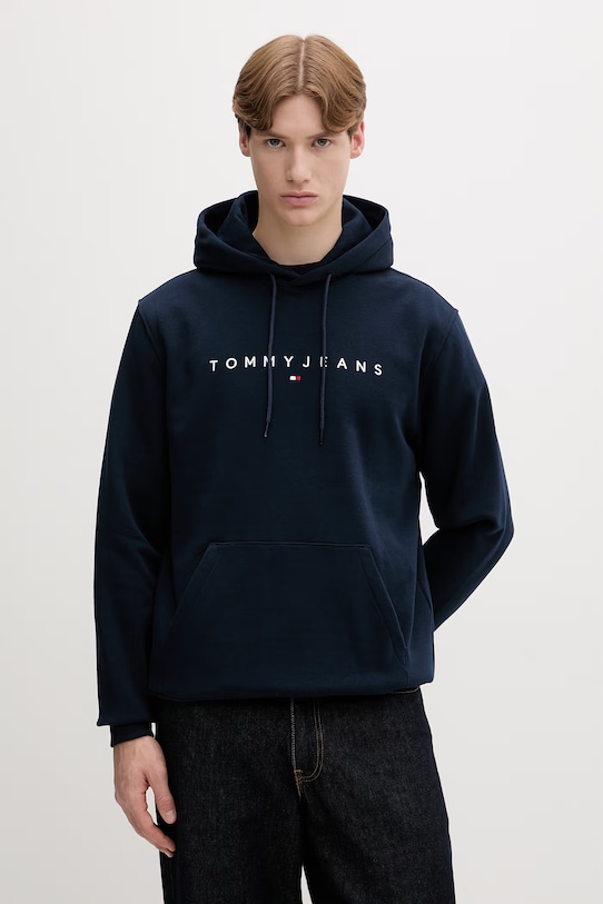 Tommy Jeans mikina s kapucňou pánska s bavlnou tmavomodrá DM0DM20746