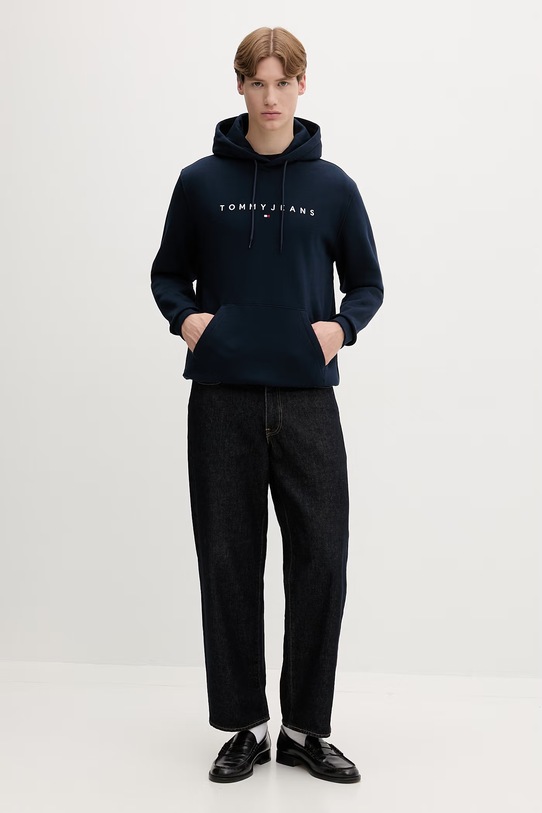 Tommy Jeans mikina s kapucňou pánska s bavlnou DM0DM20746 tmavomodrá AA00