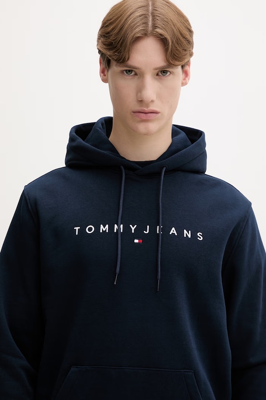 Tommy Jeans mikina s kapucňou pánska s bavlnou tmavomodrá DM0DM20746
