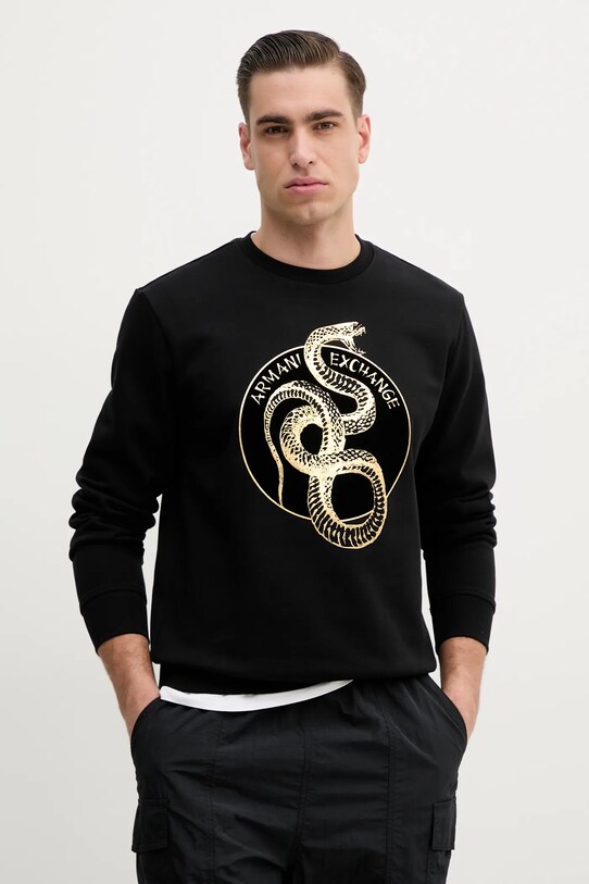 Bavlněná mikina Armani Exchange bez kapuce černá XM000216.AF10830