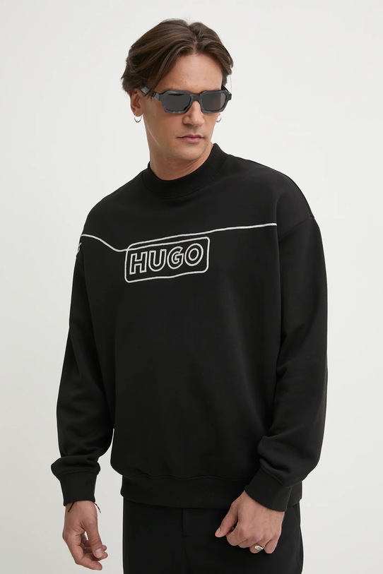 Hugo Blue bluza bawełniana aplikacja czarny 50530335
