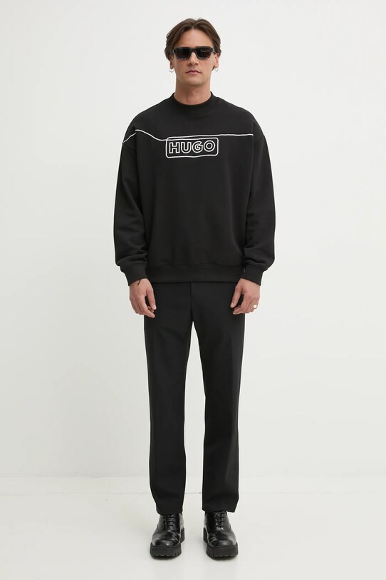 Hugo Blue bluza bawełniana 50530335 czarny SS25