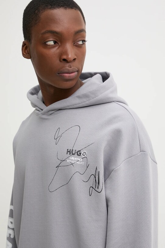 Hugo Blue hanorac de bumbac gri 50530436