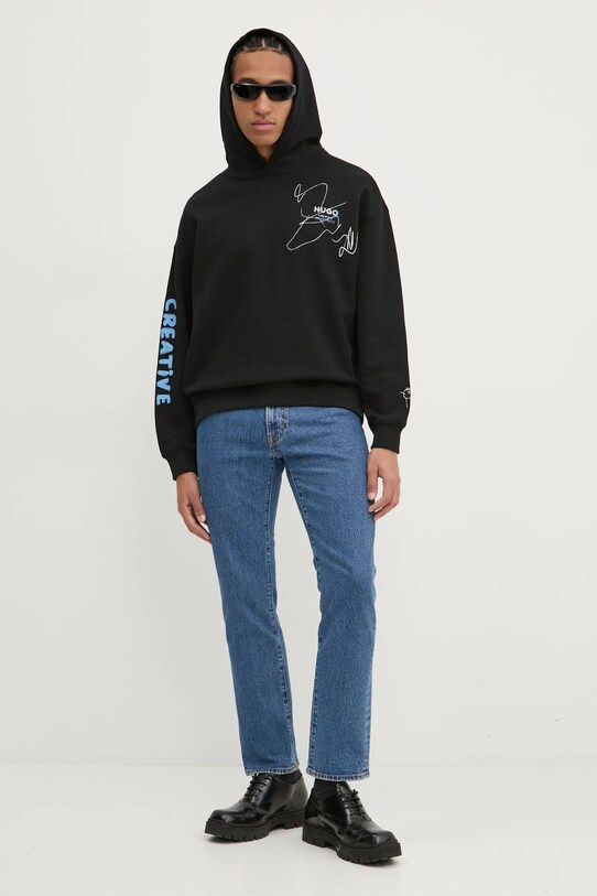 HUGO Blue bluza bawełniana 50530436 czarny SS25