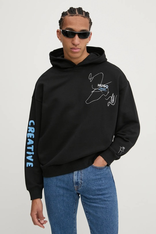 HUGO Blue bluza bawełniana czarny 50530436