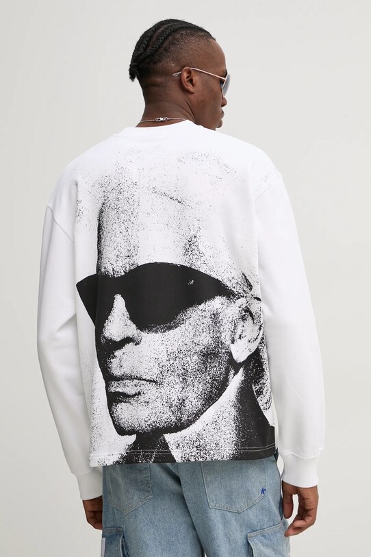 Karl Lagerfeld Jeans hanorac de bumbac print alb A1M20070