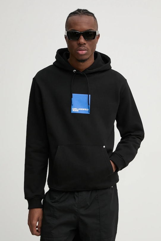 Хлопковая кофта Karl Lagerfeld Jeans с капюшоном чёрный A1M20003