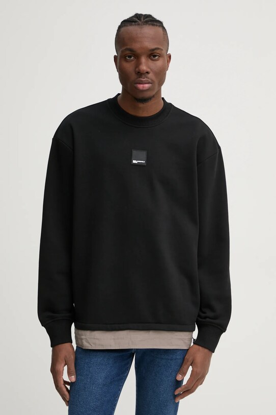 Суичър Karl Lagerfeld Jeans без качулка черен A1M20029