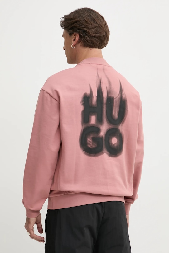 HUGO bluza bawełniana 50530427 pomarańczowy SS25