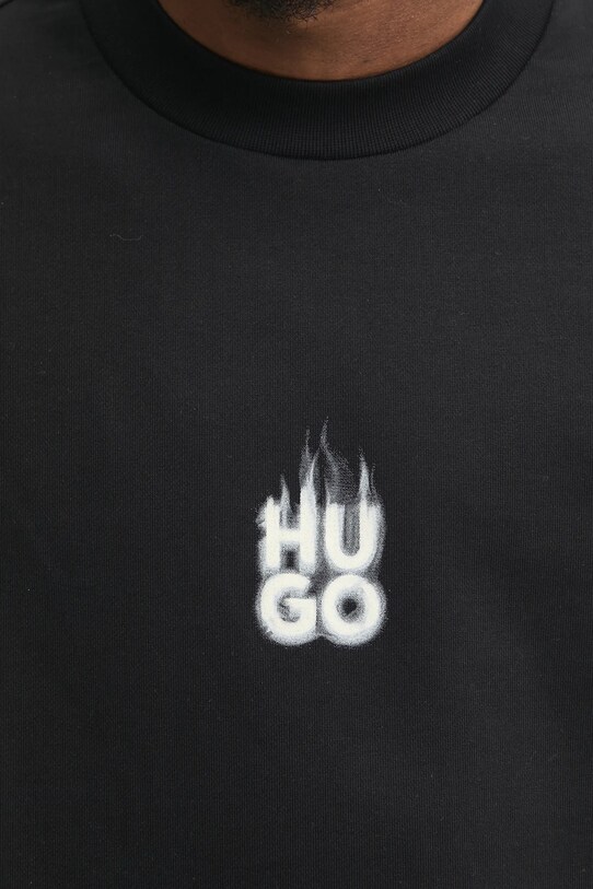 HUGO pamut melegítőfelső 50530427 fekete