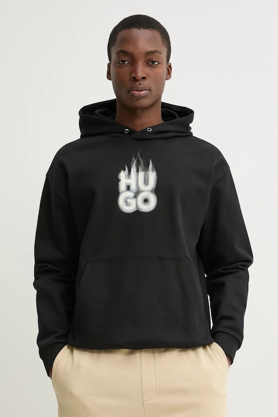 HUGO bluza bawełniana nadruk czarny 50530428