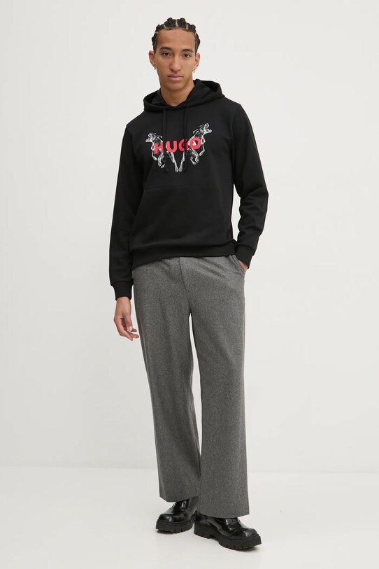 HUGO bluza bawełniana 50530580 czarny SS25