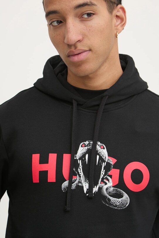 Βαμβακερή μπλούζα HUGO μαύρο 50530580