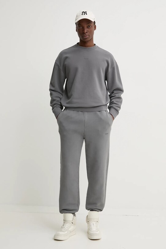 HUGO bluza bawełniana 50540920 szary SS25