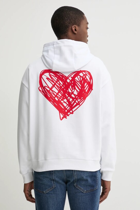 HUGO bluza bawełniana z kapturem biały 50530577