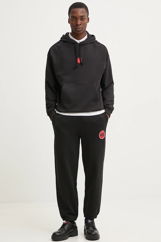 HUGO bluza bawełniana 50530577 czarny SS25