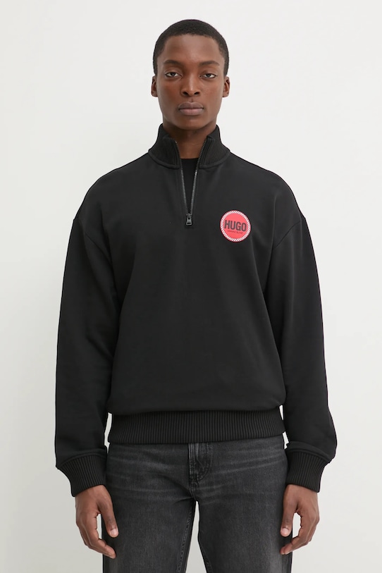 Bavlnená mikina HUGO bavlna čierna 50530649