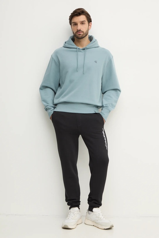 Bavlněná mikina Calvin Klein Jeans J30J326748 tyrkysová SS25