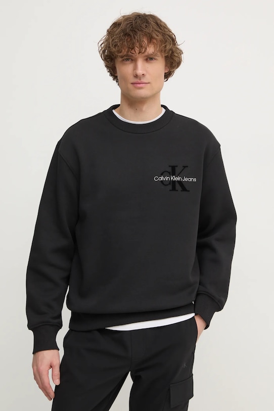 Mikina Calvin Klein Jeans bez kapuce černá J30J327105