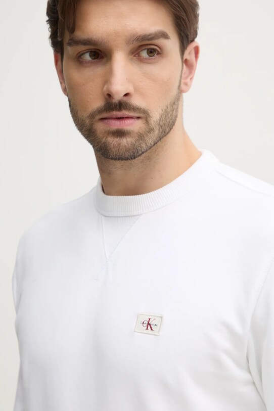 Bavlněná mikina Calvin Klein Jeans bílá J30J327115