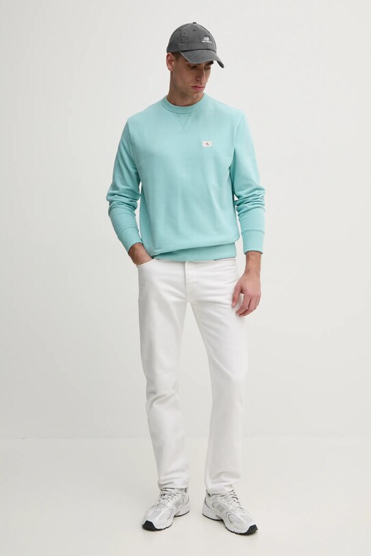 Calvin Klein Jeans hanorac de bumbac J30J327115 turcoaz SS25