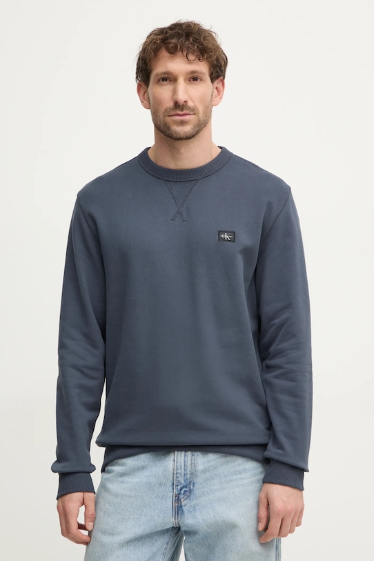 Pamučna dukserica Calvin Klein Jeans bez uzorka plava J30J327115