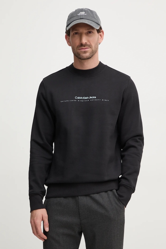 Mikina Calvin Klein Jeans bez kapuce černá J30J327119