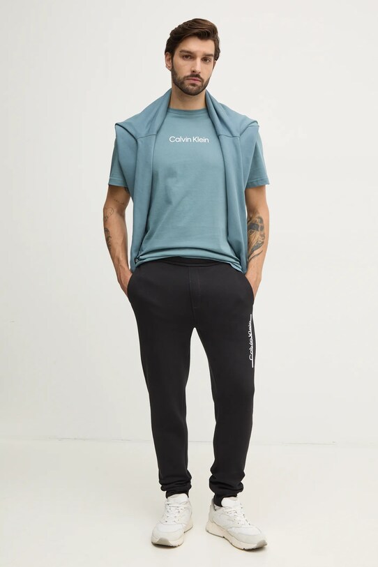 Bavlnená mikina Calvin Klein K10K113763 tyrkysová SS25