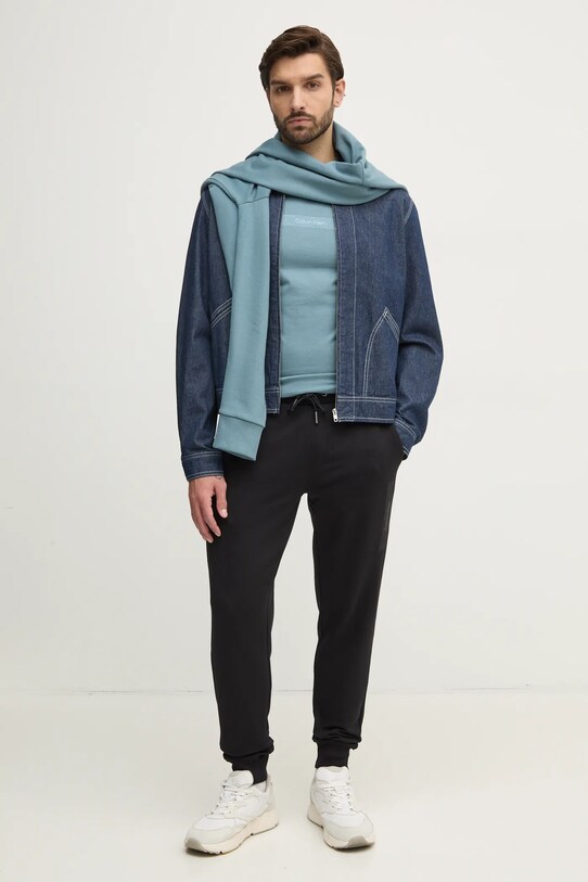 Bavlnená mikina Calvin Klein K10K113768 tyrkysová SS25