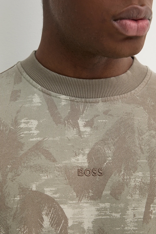 Βαμβακερή μπλούζα BOSS Orange 50531291 μπεζ
