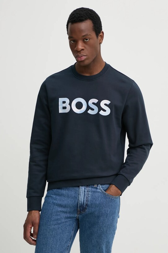 BOSS bluza bawełniana bawełna granatowy 50531310