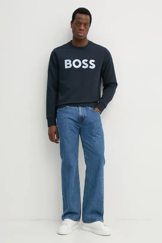 BOSS bluza bawełniana 50531310 granatowy SS25