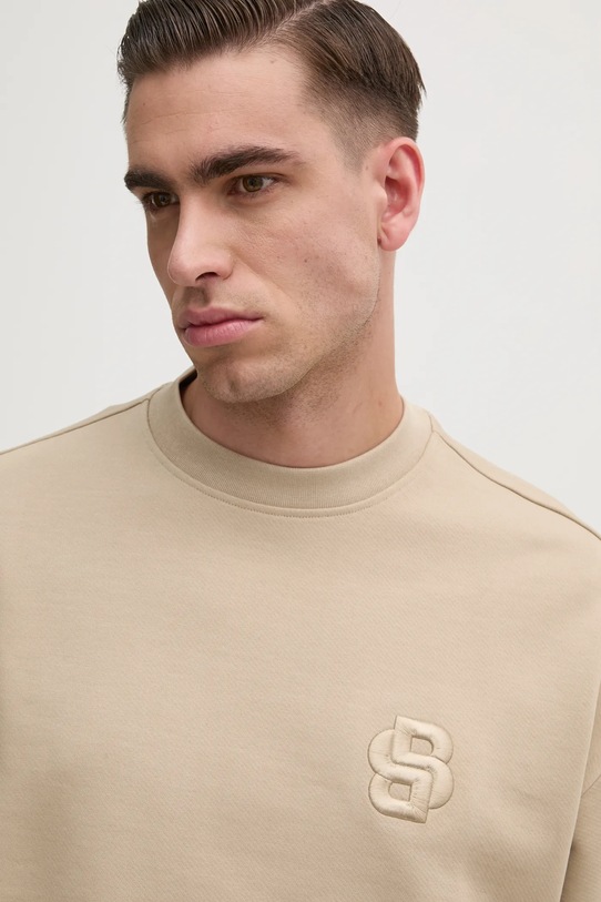 Bombažen pulover BOSS bež 50533075