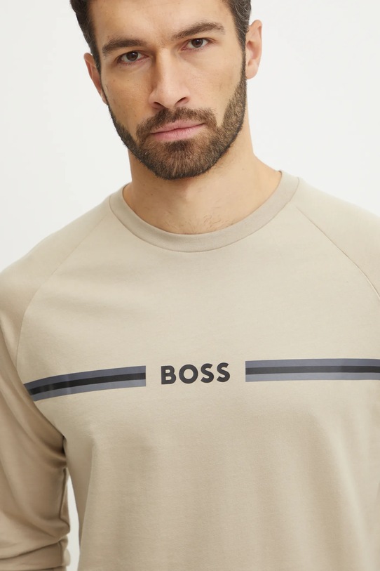 Бавовняна кофта BOSS бежевий 50535780