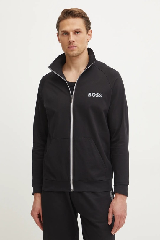 BOSS hanorac de bumbac print negru 50535823